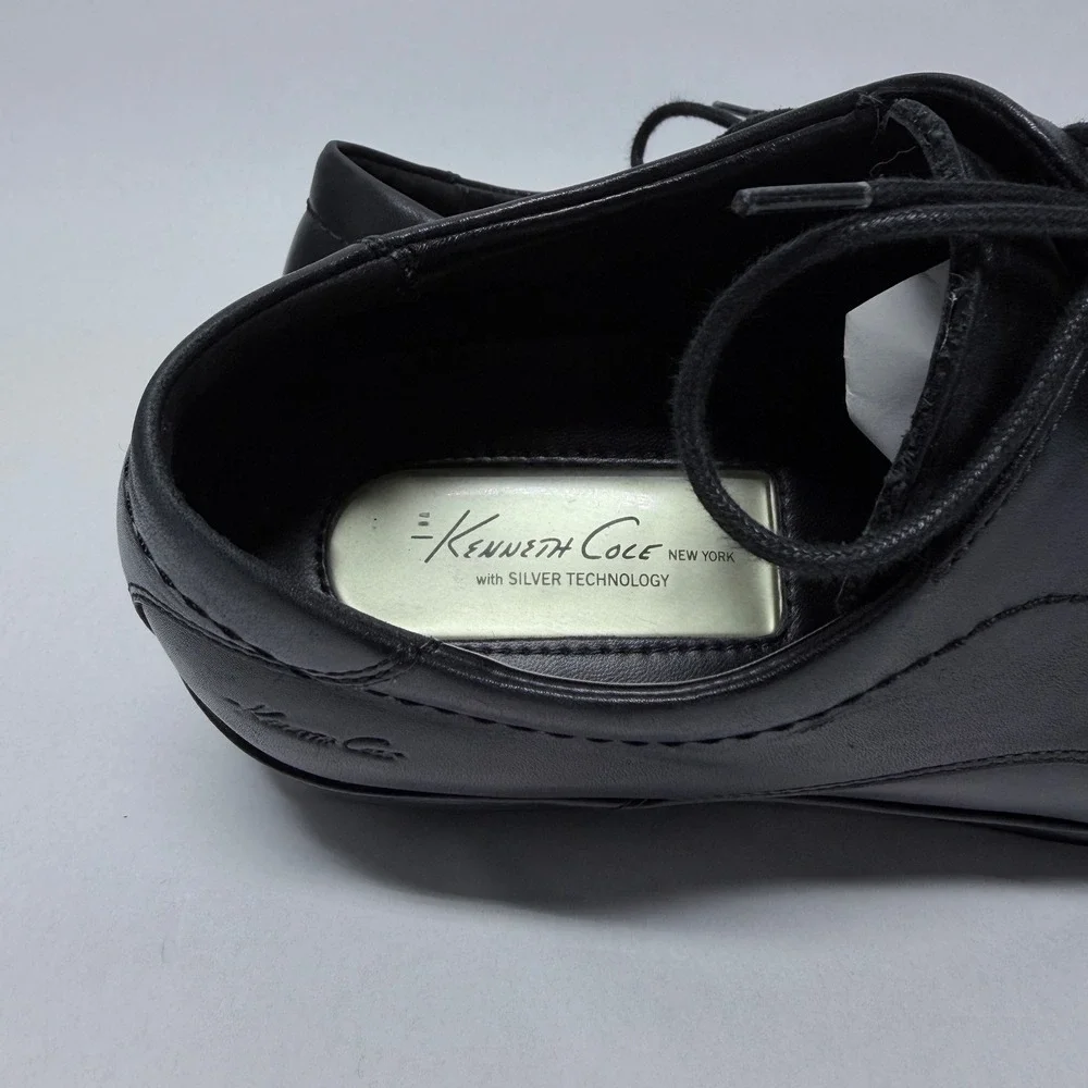 Kenneth Cole New York Walk of Fame Mens 10M Black Leather Bicycle Toe Oxfords